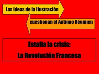Estalla la crisis:
La Revolución Francesa
Las ideas de la Ilustración
cuestionan el Antiguo Régimen
 