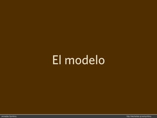 El modelo



Jornadas Symfony               http://decharlas.uji.es/symfony
 