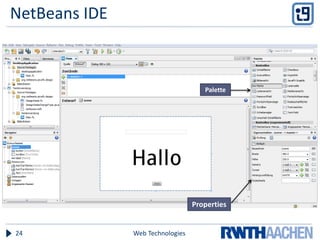 Web Technologies24
Palette
Properties
NetBeans IDE
 