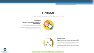 12
http://www.analyticscertificate.com/fintech/
 