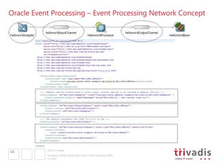 Oracle Event Processing – Event Processing Network
Concept

16

2013 © Trivadis
Processing Twitter Stream with Oracle Event Processing (OEP)
19.02.2014

 