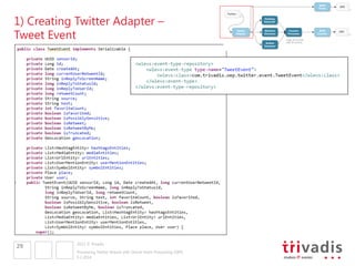1) Creating Twitter Adapter –
Tweet Event

29

2013 © Trivadis
Processing Twitter Stream with Oracle Event Processing (OEP)
19.02.2014

 