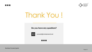 Business Process Xperts
Thank You !
Page 18
Do you have any questions?
consult@mindamend.net
 