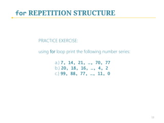 for REPETITION STRUCTURE
 