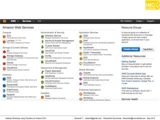 Danairat T., , danairat@gmail.com: Thanachart Numnonda, thanachart@imcinstitute.com May 2015Hadoop Workshop using Cloudera on Amazon EC2
 