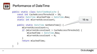 31
Performance of DateTime
264ns
16 ns
 