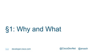 @aroach@CiscoDevNetdeveloper.cisco.com
§1: Why and What
 