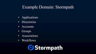 @lhazlewood @goStormpath
Resources
Nouns, not Verbs
Coarse Grained, not Fine Grained
Architectural style for use-case scalability
 