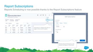 Report Subscriptions
Reports Scheduling is now possible thanks to the Report Subscriptions feature
Subscribe
 