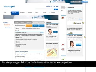 Consumer web self service
Iterative prototypes helped evolve businesses vision and service proposition
 