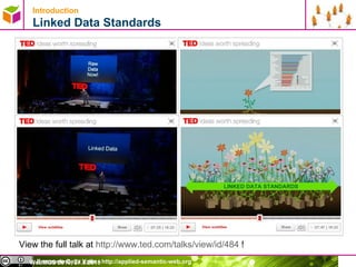Introduction   Linked Data Standards WebMGS 2010, 27.8.2010 View the full talk at  http://www.ted.com/talks/view/id/484  ! 