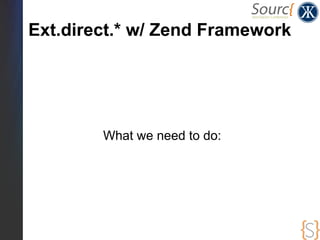 Ext.direct.* w/ Zend Framework




        What we need to do:
 