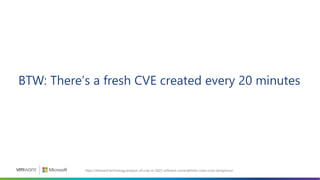 BTW: There’s a fresh CVE created every 20 minutes
https://thestack.technology/analysis-of-cves-in-2022-software-vulnerabilities-cwes-most-dangerous/
 