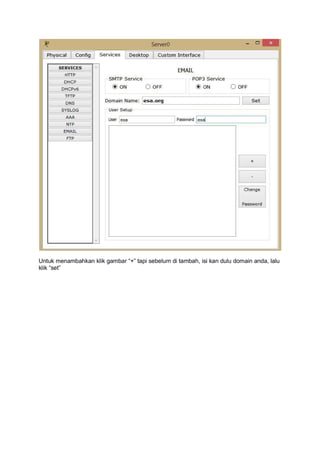 Untuk menambahkan klik gambar “+” tapi sebelum di tambah, isi kan dulu domain anda, lalu
klik “set”
 