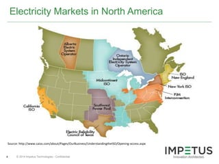 © 2014 Impetus Technologies4
Electricity Markets in North America
Source: http://www.caiso.com/about/Pages/OurBusiness/UnderstandingtheISO/Opening-access.aspx
 