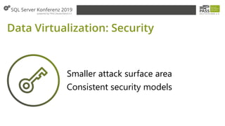 Data Virtualization: Security
Smaller attack surface area
Consistent security models
 