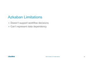 • Simplicity 
• Great UI – including pluggable visualizers 
• Lots of plugins – Hive, Pig… 
• Reporting plugin 
©2014 Cloudera, Inc. All rights reserved. 138 
Azkaban features 
 