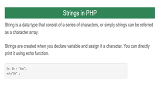 strings in php how to use different data types in string