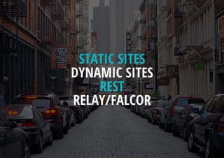 STATIC SITES
DYNAMIC SITES
REST
RELAY/FALCOR
 