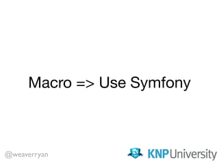 Macro => Use Symfony
@weaverryan
 
