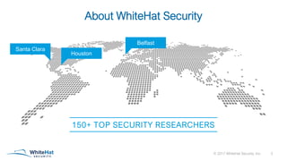© 2017 WhiteHat Security, Inc. 3
About WhiteHat Security
150+ TOP SECURITY RESEARCHERS
Santa Clara
Houston
Belfast
 