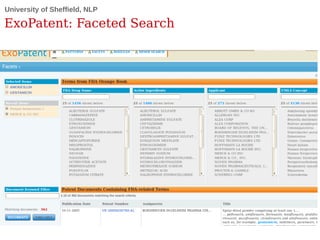 University of Sheffield, NLP 
ExoPatent: Faceted Search 
 