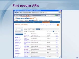 Find popular APIs

Jarrar © 2013

28

 