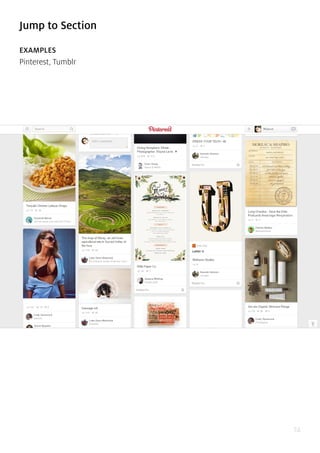 74
Jump to Section
EXAMPLES
Pinterest, Tumblr
 
