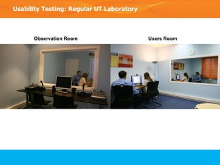 Usability Testing: Regular UT Laboratory Users Room Observation Room 