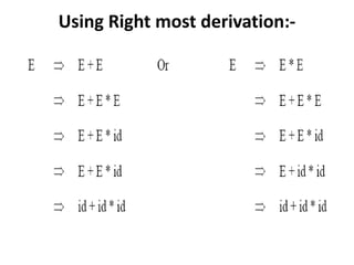 Using Right most derivation:-
 