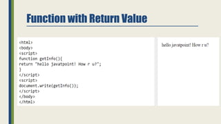Function with Return Value
 