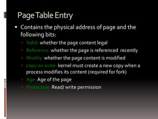 Allocation of both main memory and swap space is done first-fit                                 Paging Berkeley UNIX systems depend primarily on paging for memory-contention management, and depend only secondarily on swapping