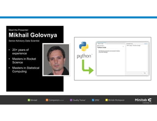 © 2020 Minitab, LLC.
• 20+ years of
experience
• Masters in Rocket
Science
• Masters in Statistical
Computing
Meet the Presenter:
Mikhail Golovnya
Senior Advisory Data Scientist
 