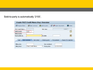 Sold-to-party is automatically ‘2155’.
 