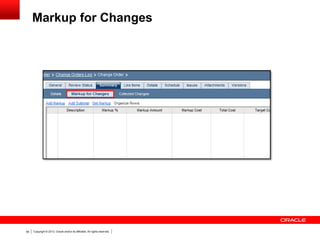 Copyright © 2013, Oracle and/or its affiliates. All rights reserved.65
Markup for Changes
 