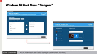 Windows 10 Start Menu “Designer”
Ivanti Confidential Future product plans are subject to change in both content and timing.
 