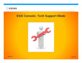 ESXi Console: Tech Support Mode




iVision, Inc.                                     Page 29
 