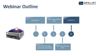1 2 3 4 5
Introduction
Real-Time Simulation,
Applications, & Solutions
Prof. Luigi Vanfretti
KTH
Prof. Mario Paolone
EPFL
Questions?
4
 