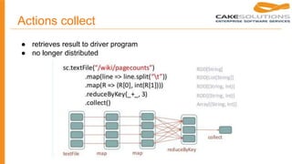 Actions collect
● retrieves result to driver program
● no longer distributed
 