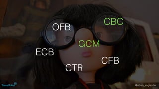 @adam_englander
CBC
ECB
OFB
CFB
CTR
GCM
 