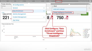 80
Click	
  Configure,	
  “Data	
  
Enrichment”	
  and	
  then	
  
“Threat	
  Intelligence	
  
Downloads”
 
