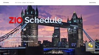ZIO Schedule John A. De Goes — @jdegoes - http://degoes.net Scala in the City
ZIO Schedule
Scala in the City, October 2018 - London, UK
John A. De Goes
@jdegoes - http://degoes.net
 