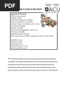 Assessment Task 1 Letter