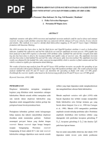 Estimasi Sebaran Fluida Hidrokarbon Dan Litologi Menggunakan Analisis Inversi Amplitude Variation With Offset (Avo) Dan Inversi Lambda