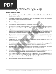 Aieee 2011 Solved Paper by Fiitjee