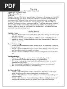 Macromolecules Unit Plan