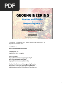 Geoengineering Weather Modification and Weaponizing Nature by Jim Lee ClimateViewer News - December 3, 2016 - SLIDE NOTES