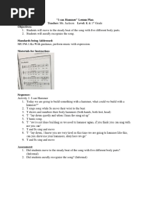 "I Can Hammer" Lesson Plan Teacher: Ms. Jackson Level: K & 1 Objectives