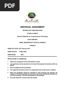 Research Methods For Computing and Technology (RMCT) - Assigment