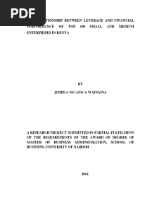 Wainaina - The Relationship Between Leverage and Financial Performance PDF